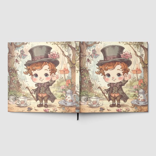 Livro De Visitas Cute Mad Hatter Whimsical Wonderland Woodland Art (Completo)