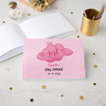 Cute Watercolor Cloud Baby Girl Shower Guest Book