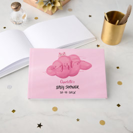 Livro De Visitas Cute Watercolor Cloud Baby Girl Shower Guest Book