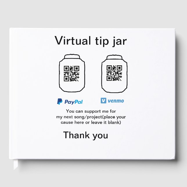 Livro De Visitas Dádiva virtual jar q r código doação de moeda PayP (Frente)
