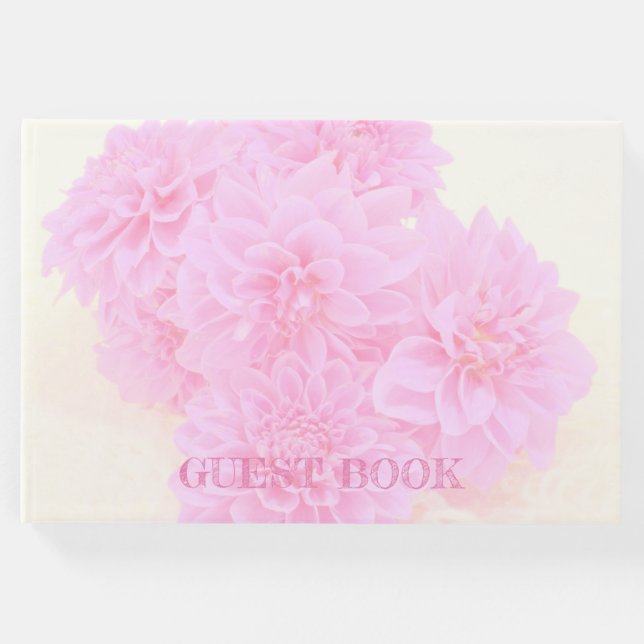 Livro De Visitas Dahlias Em Rosa Suave (Frente)