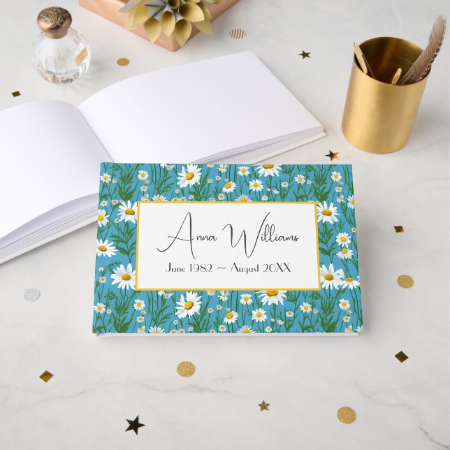 Livro De Visitas Daisy Meadow for Memorial Service (Frente aberta)