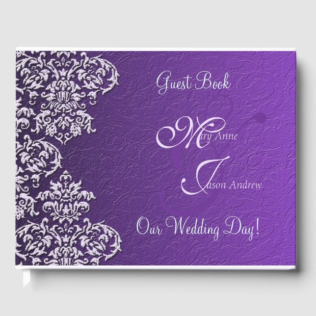 Livro De Visitas Damask Royal Purple Weding Guest Book (Frente)