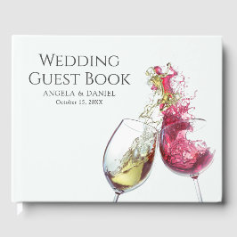 Livro De Visitas Dança Elegante de Vinho Vermelho e Branco
