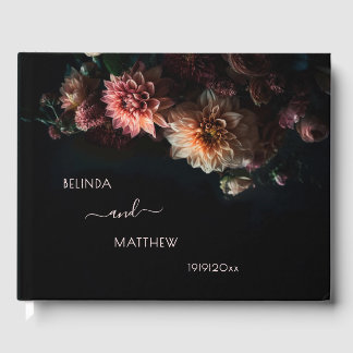 Livro De Visitas Dark Moody Chrysanthemum Flowers | Wedding