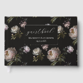 Livro De Visitas Dark Peony Floral Baby Shower Guest Book