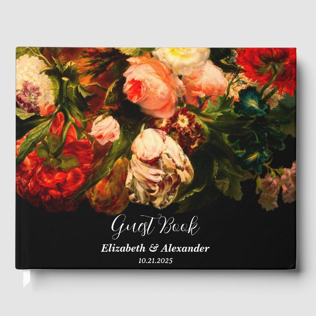 Livro De Visitas Dark romantic moody elegant floral wedding (Frente)