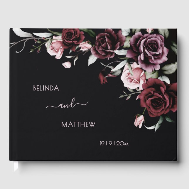 Livro De Visitas Dark Romantic Roses | Wedding (Frente)