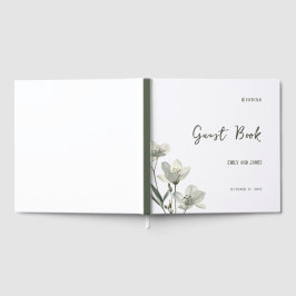 Livro De Visitas Dark Sage Green Botanical Wedding