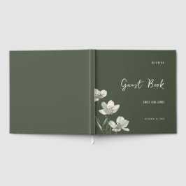 Livro De Visitas Dark Sage Green Botanical Wedding