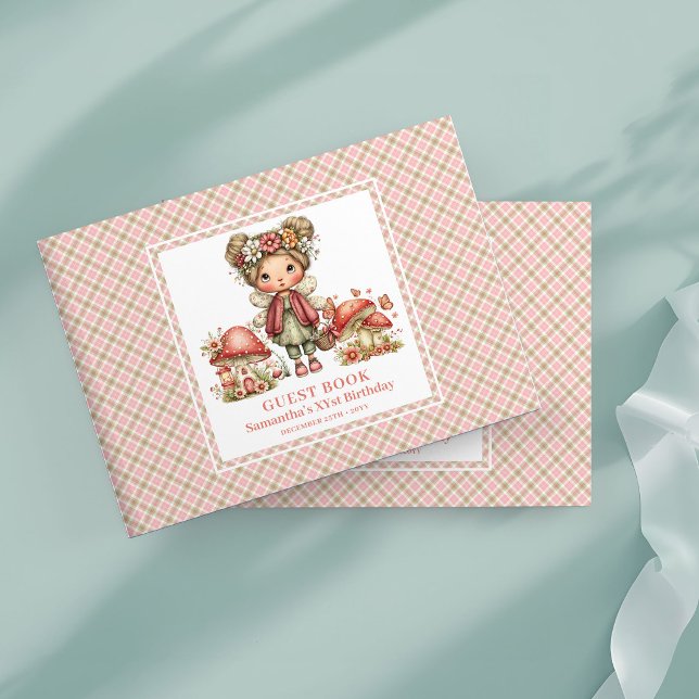 Livro de Visitas de Aniversário da Encantadora Fad (Charming Blush Fairy Birthday Guest Book)