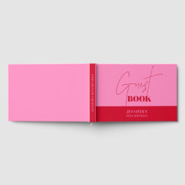 Livro de Visitas de Aniversário Rosa Choque Vermel
