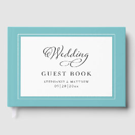 Livro de Visitas de Casamento Aqua Rosto Elegante
