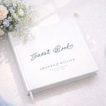 Livro de Visitas de Casamento Azul Empoeirado Eleg