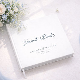 Livro de Visitas de Casamento Azul Empoeirado Eleg