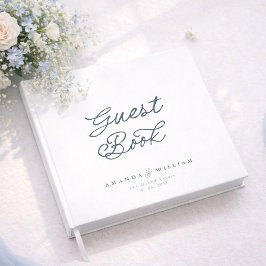 Livro de Visitas de Casamento Azul Poético com Nom