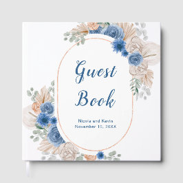 Livro de Visitas de Casamento Boho Azul com Grama