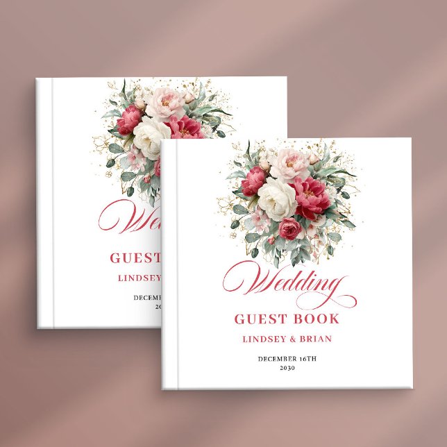 Livro de Visitas de Casamento Boho Chic Burgundy B (Chic Burgundy Blush Boho Wedding Guest Book)