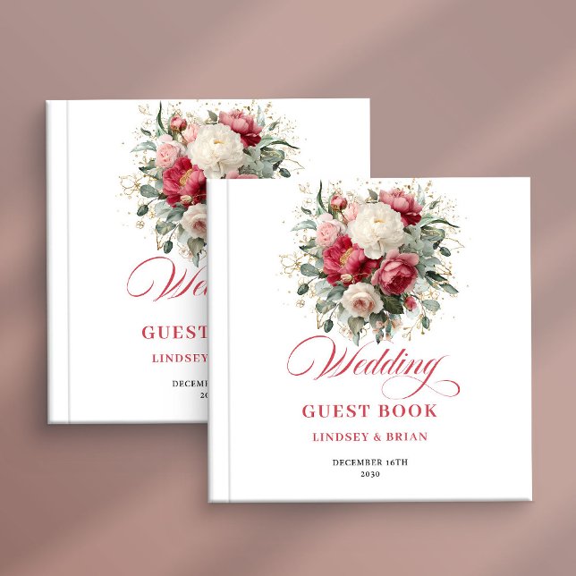Livro de Visitas de Casamento Boho com Acento Dour (Luxury Gold Accent Boho Wedding Guest Book)