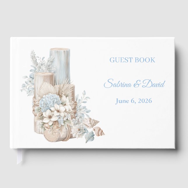 Livro de Visitas de Casamento Boho Praia Costeira (Frente)