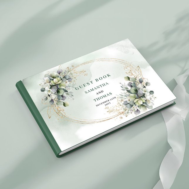 Livro de Visitas de Casamento Botânico com Folhage (Sage Green Foliage Botanical Wedding Guest Book)