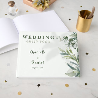 Livro de Visitas de Casamento Botânico Moderno Org