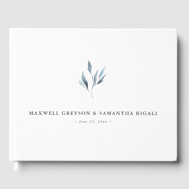 Livro de Visitas de Casamento Botânicos Azul Empoe (Frente)