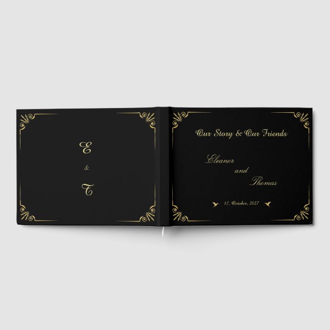 Livro de Visitas de Casamento Clássico com Borda D (Completo)