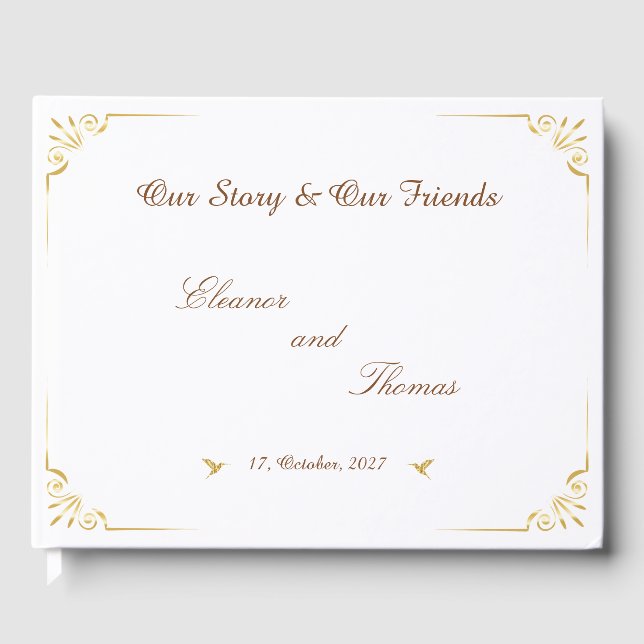 Livro de Visitas de Casamento Clássico com Borda D (Frente)