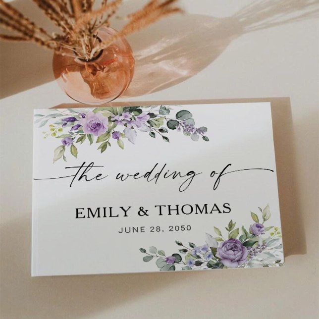 Livro de Visitas de Casamento com Flores Violetas  (Criador carregado)