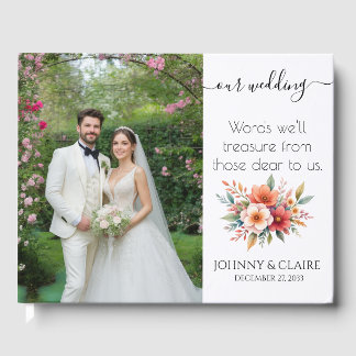Livro de Visitas de Casamento com Foto Minimalista