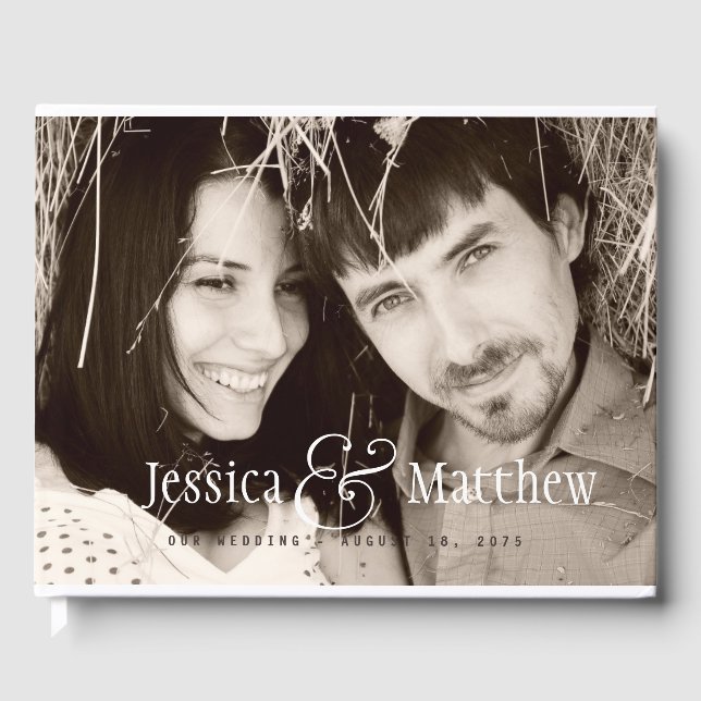 Livro de Visitas de Casamento com Foto Rústico Mod (Frente)
