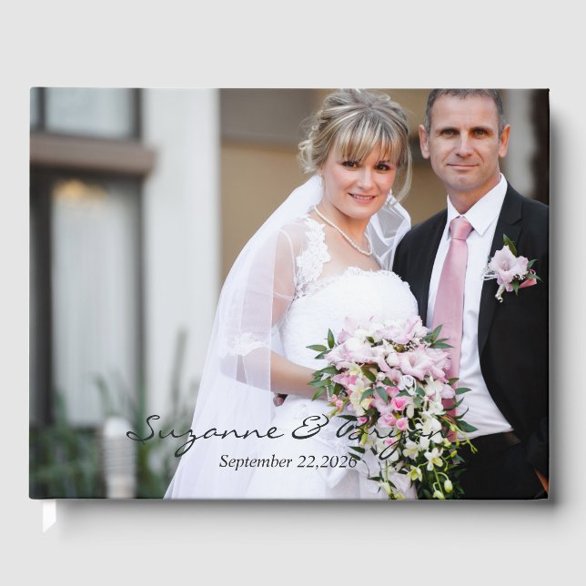 Livro de Visitas de Casamento com Fotografia e Mon (Frente)