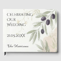 Livro de Visitas de Casamento com Galho de Oliveir