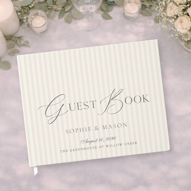 Livro de Visitas de Casamento com Listras Bege Mín (Criador carregado)