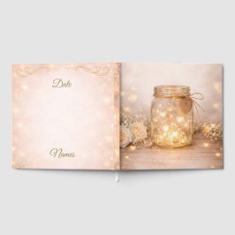Livro de Visitas de Casamento com Luzes de Fadas R