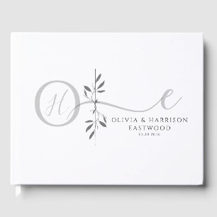 Livro de Visitas de Casamento com Monograma Botâni