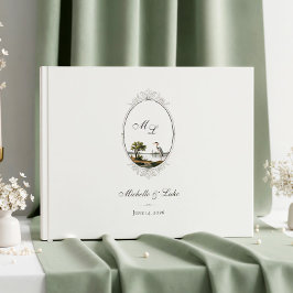 Livro de Visitas de Casamento com Monograma Francê