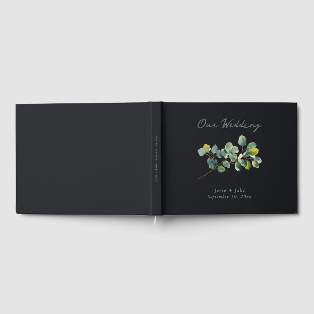 livro de visitas de casamento com ramo de eucalipt (Completo)