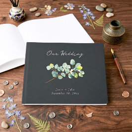 livro de visitas de casamento com ramo de eucalipt