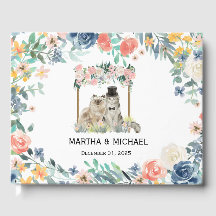 Livro de Visitas de Casamento com Tema de Gato Ado