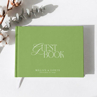Livro de Visitas de Casamento com Tipografia Verde