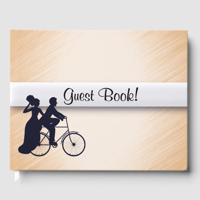 Livro de Visitas de Casamento de Bicicleta Pêssego (Frente)
