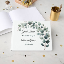 Livro de Visitas de Casamento de Eucalipto Simples