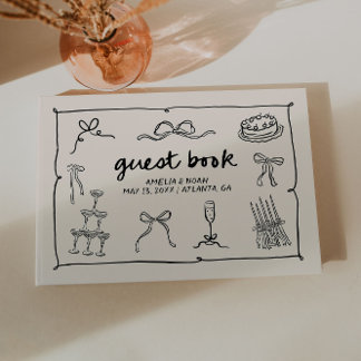 Livro de Visitas de Casamento Desenhado à Mão