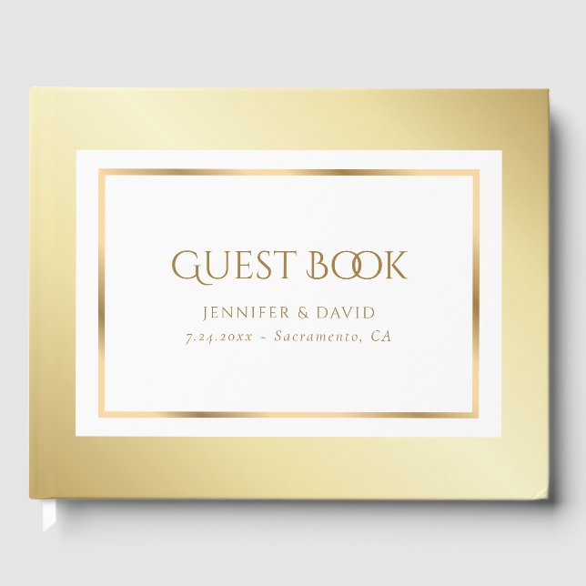 Livro de Visitas de Casamento Dourado Elegante (Frente)