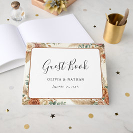 Livro de Visitas de Casamento Elegante Boho Floral