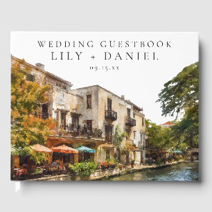 Livro de visitas de casamento em aquarela de San A