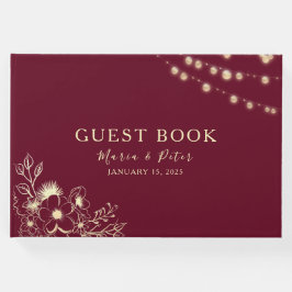 Livro de Visitas de Casamento em Dourado Borgonha