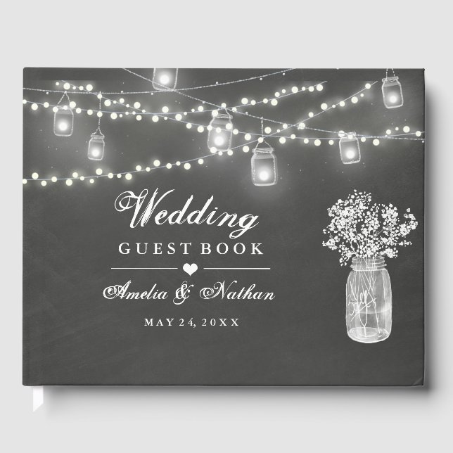 Livro de Visitas de Casamento em Pote de Pedra com (Frente)